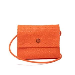 NEW LOLA'S BAG women's woven long braided strap crossbody bag in orange